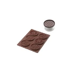 CKC05 COOKIE CHOC DOLCE VITA Stampo In Silicone 6 Impronte Ø5,7cm H0,5cm + Tagliabiscotti Silikomart