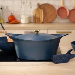 Cookut L'Incredibile Cocotte 33cm Ovale Mirtillo 2M In Alluminio Antiaderente -Peroni Kitchen Negozio cocotte ovale cookut lincredibile 33cm mirtillo blu 2