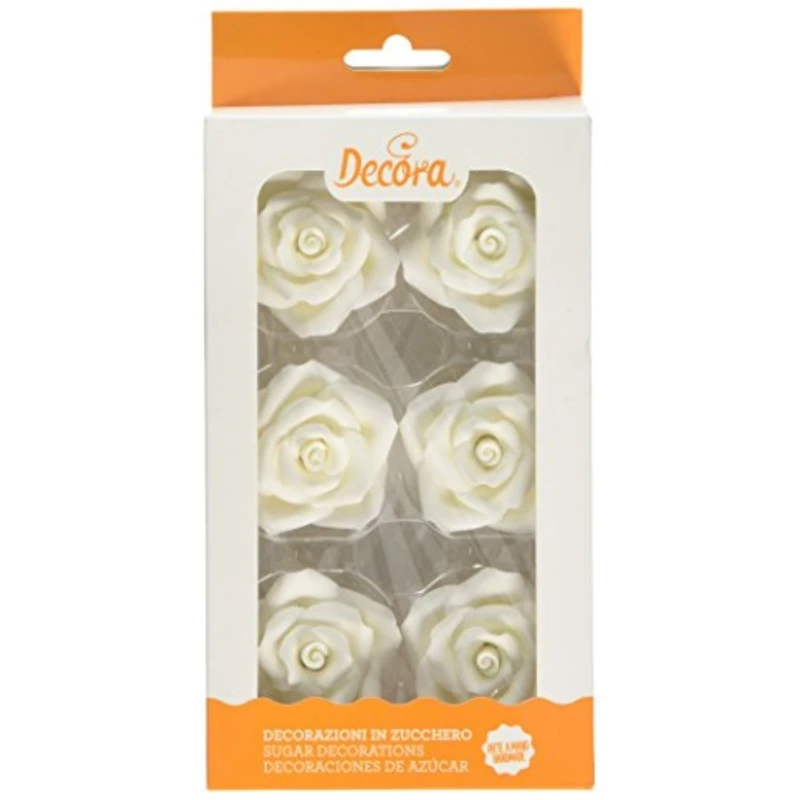 Decorazioni In Zucchero Rose Grandi - Conf 6 Pezzi Decora 3 Decorazioni In Zucchero Rose Grandi - Conf 6 Pezzi Decora - immagine 3