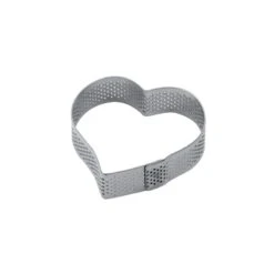 XF14 Fascia Microforata Inox Cuore Monoporzione 7,4x6,2cm H2cm Per Crostata Pavoni