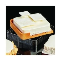 Fascia Microforata Inox Quadrata Angoli Stondati 8,5x8,5cm H2cm Per Crostata Monoporzione XF01 Pavoni -Peroni Kitchen Negozio fascia inox microforata quadrata angoli arrotondati 85x85cm h 2 cm 1