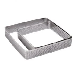 Fascia Microforata Inox Quadrata Angoli Stondati 19x19cm H3,5cm Per Crostata XF06 Pavoni