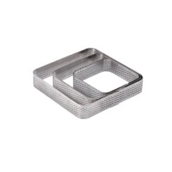 Fascia Microforata Inox Quadrata Angoli Stondati 10,5x10,5cm H2cm Per Crostata Monoporzione XF02 Pavoni