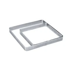 Fascia Microforata Inox Quadrata Angoli Stondati 15x15cm H2cm Per Crostata XF03 Pavoni