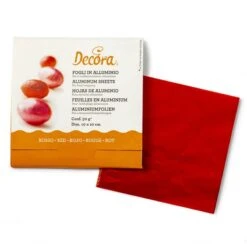 Fogli In Alluminio Rosso Incarta Dolci 10x10cm 50gr - Conf 150 Pz Decora