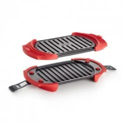 Lekue Griglia Da Microonde 25x15cm Acciaio/silicone Rosso - Set 2 Pz Lékué