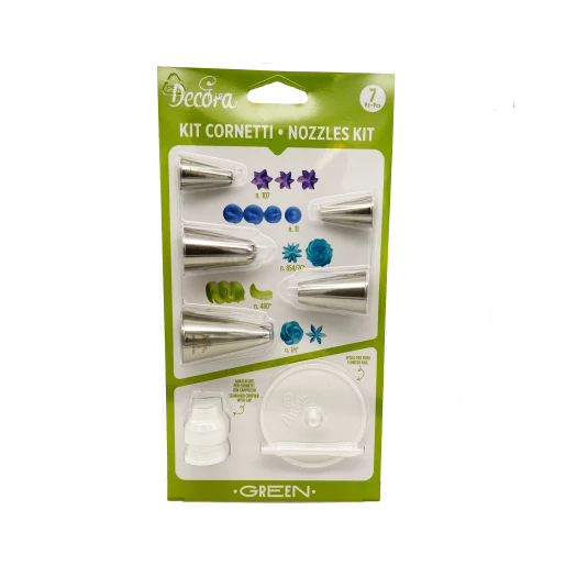 Kit Cornetti GREEN Beccucci Per Decorazioni - Set 7 Pz Decora 1 Kit Cornetti GREEN Beccucci Per Decorazioni - Set 7 Pz Decora