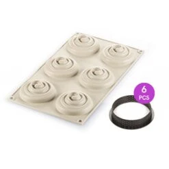 KIT MINI TARTE TWIST Stampo In Silicone 6 Impronte Ø7cm + 6 Anelli Ø8cm Silikomart -Peroni Kitchen Negozio kit mini tarte twist 4