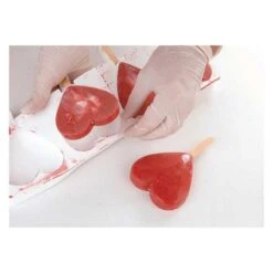 GEL03 HEART IC Stampo Gelato In Silicone 4 Impronte 9,1x8,5cm H2,3cm - 2 Pz + 50 Stecche + Vassoio Silikomart -Peroni Kitchen Negozio kit stampo gelato hearth ic gel03 4