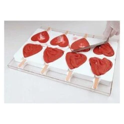 GEL03 HEART IC Stampo Gelato In Silicone 4 Impronte 9,1x8,5cm H2,3cm - 2 Pz + 50 Stecche + Vassoio Silikomart -Peroni Kitchen Negozio kit stampo gelato hearth ic gel03 5