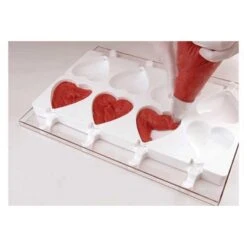GEL03 HEART IC Stampo Gelato In Silicone 4 Impronte 9,1x8,5cm H2,3cm - 2 Pz + 50 Stecche + Vassoio Silikomart -Peroni Kitchen Negozio kit stampo gelato hearth ic gel03 7