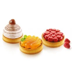 KIT TARTE RING HONORÉ Stampo In Silicone 8 Impronte Ø7cm + 8 Anelli Ø8cm Silikomart -Peroni Kitchen Negozio kit tarte ring honore o80mm 1