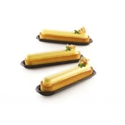 KIT TARTE RING OBLONG Stampo In Silicone 6 Impronte 13,3x2,1cm + 6 Anelli 14,6x3,4cm + 10 Vassoi Silikomart