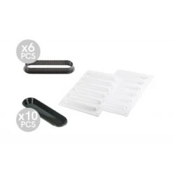 KIT TARTE RING OBLONG Stampo In Silicone 6 Impronte 13,3x2,1cm + 6 Anelli 14,6x3,4cm + 10 Vassoi Silikomart -Peroni Kitchen Negozio kit tarte ring oblong 146x35mm 4