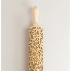 Mattarello In Legno Decoro Floreale Con Manici Girevoli