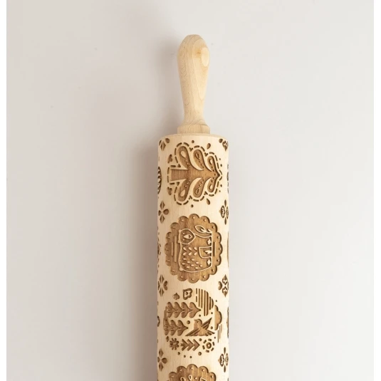 Mattarello In Legno Decoro Scandinavo Con Manici Girevoli 1 Mattarello In Legno Decoro Scandinavo Con Manici Girevoli