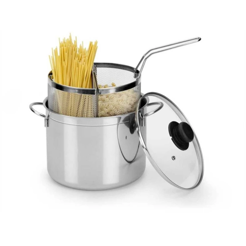 Pentola Cuocipasta 24cm Inox - Pastaiola Con Doppio Cestello Scolapasta 2 Pentola Cuocipasta 24cm Inox - Pastaiola Con Doppio Cestello Scolapasta - immagine 2