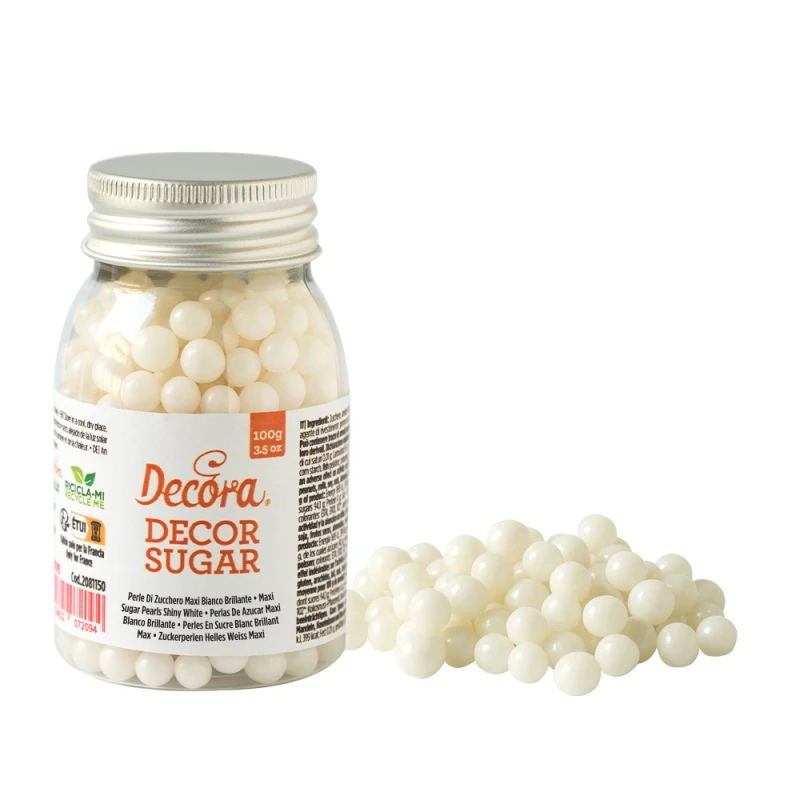 Perle Di Zucchero Maxi Bianco Brillante Ø7mm 100gr Decora 1 Perle Di Zucchero Maxi Bianco Brillante Ø7mm 100gr Decora
