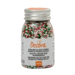 Perline Di Zucchero Bianche, Rosse E Verdi 100gr Decora -Peroni Kitchen Negozio perline di zucchero bianche verdi e rosse 2