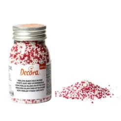 Perline Di Zucchero Rosse E Bianche 100gr Decora
