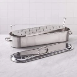 Pesciera C/griglia Di Cottura E Coperchio In Acciaio 47x16cm H11cm Paderno -Peroni Kitchen Negozio pesciera cgriglia di cottura e coperchio in acciaio 47x16cm h11cm paderno 2