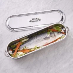 Pesciera C/griglia Di Cottura E Coperchio In Acciaio 47x16cm H11cm Paderno -Peroni Kitchen Negozio pesciera cgriglia di cottura e coperchio in acciaio 47x16cm h11cm paderno 4