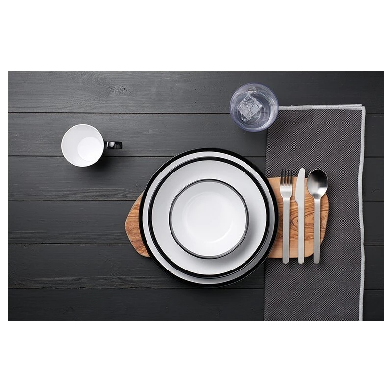 Piatto Fondo Flow Ø22cm In Melamina Bianco/nero Mepal 3 Piatto Fondo Flow Ø22cm In Melamina Bianco/nero Mepal - immagine 3