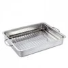 Rostiera In Acciaio Inox Con Griglia 40x31,5cm H6,5cm 6,8L BBQ - STYLE