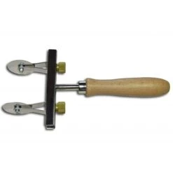 ROTELLA TAGLIA PASTA REGOLABILE 2 LAME LISCE IN ACCIAIO E MANICO IN LEGNO