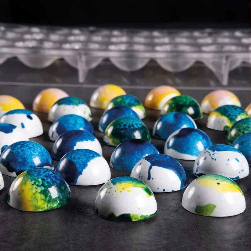 SEMISFERE PC5022 Stampo In Policarbonato Pralina Di Cioccolato 8 Impronte Ø5,5cm H2,75cm Pavoni 2 SEMISFERE PC5022 Stampo In Policarbonato Pralina Di Cioccolato 8 Impronte Ø5,5cm H2,75cm Pavoni - immagine 2