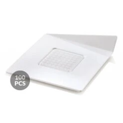 Set 100 Vassoi Monoporzione Quadrati 8,3x8,3cm In Plastica Bianca Silikomart