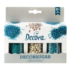 Decorazioni In Zucchero E Cioccolato Azzurro/argento - Set 3 Conf Decora