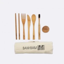 Set Di Posate In Bambù Con Sacchetto Porta Posate Cookut