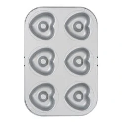 DONUTS CUORE Stampo In Acciaio Antiaderente 6 Impronte Ø7,5cm H2,3cm Decora -Peroni Kitchen Negozio stampo 6 ciambelle cuore o 75 cm antiaderente 2