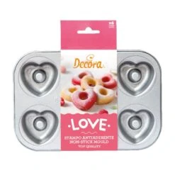 DONUTS CUORE Stampo In Acciaio Antiaderente 6 Impronte Ø7,5cm H2,3cm Decora