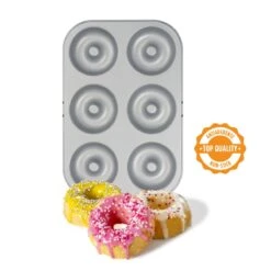 DONUTS Stampo In Acciaio Antiaderente 6 Impronte Ø7,5cm H2,3cm Decora -Peroni Kitchen Negozio stampo 6 ciambelle o 75 cm antiaderente 4