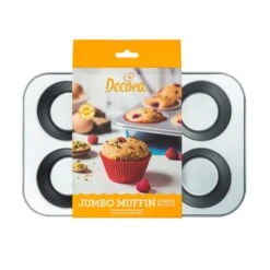 JUMBO MUFFIN Stampo In Acciaio Antiaderente 6 Impronte Ø9cm H4,5cm Decora