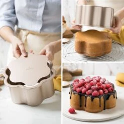 ANGEL CAKE Stampo Fiore Antiaderente Ø22cm H10cm Gold Line Decora -Peroni Kitchen Negozio stampo angel cake in metallo antiaderente o22cm h10cm gold line decora 2