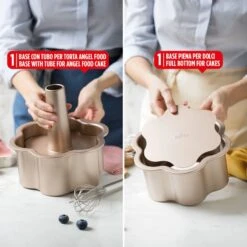 ANGEL CAKE Stampo Fiore Antiaderente Ø22cm H10cm Gold Line Decora -Peroni Kitchen Negozio stampo angel cake in metallo antiaderente o22cm h10cm gold line decora 5