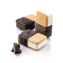 BISC04M MINI DOUBLE Stampo Gelato In Silicone 8 Impronte 7,1x4,9cm H2cm - 2 Pz + Vassoio Silikomart