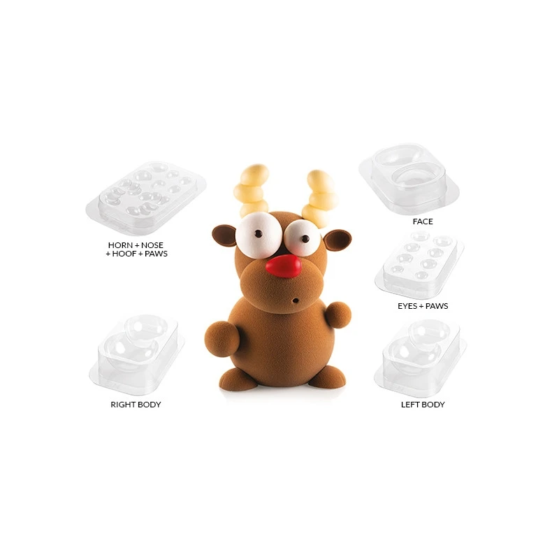 RUDOLF Stampo Termoformato Per Cioccolato Kit 5 Pz X 1 Renna Silikomart 2 RUDOLF Stampo Termoformato Per Cioccolato Kit 5 Pz X 1 Renna Silikomart - immagine 2