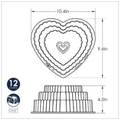 Stampo TIERED HEART BUNDT PAN 26,4x24,3cm H11,4cm NW89937 Nordic Ware -Peroni Kitchen Negozio stampo cuore a piani nordic ware 6