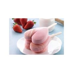 GEL03m MINI HEART Stampo Gelato In Silicone 3 Impronte 6,7x5,5cm H1,8cm + 50 Stecche Silikomart -Peroni Kitchen Negozio stampo easy cream mini heart 2
