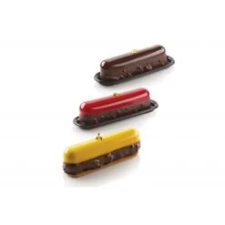 ÉCLAIR 120 Stampo In Silicone 8 Impronte 13,5x2,8cm H3,7cm + Cutter + 10 Vassoi Silikomart