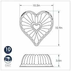 Stampo ELEGANT HEART BUNDT 26,6x27,6cm H9,6cm NW55548 Nordic Ware -Peroni Kitchen Negozio stampo elegant heart bundt nordic ware 4
