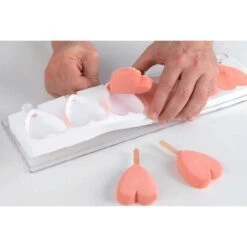 GEL03m MINI HEART IC Stampo Gelato In Silicone 6 Impronte 5,5x6,8cm H1,8cm - 2 Pz + 100 Stecche + 2 Vassoi Silikomart -Peroni Kitchen Negozio stampo gelato mini heart ic 6