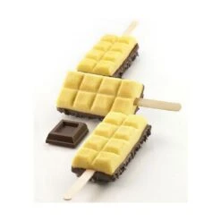 GEL02 CHOCO STICK Stampo Gelato In Silicone 2 Impronte 9,2x4,8cm H2,4cm - 2 Pz + 50 Stecche Silikomart