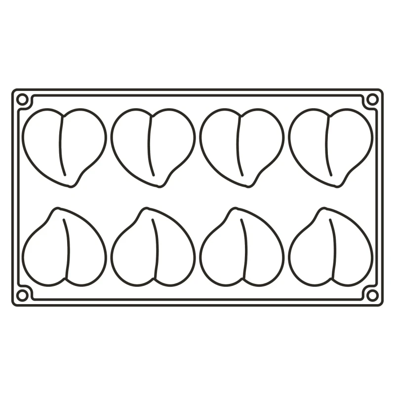 TOP HEART PX3206 Stampo In Silicone 8 Impronte 6,5x6cm H2,1cm 46ml Pavoni 4 TOP HEART PX3206 Stampo In Silicone 8 Impronte 6,5x6cm H2,1cm 46ml Pavoni - immagine 4