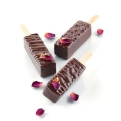 MINI BAR02 Stampo Gelato In Silicone 5 Impronte 6x2cm H2cm - 2 Pz + 50 Stecche E Vassoio Silikomart