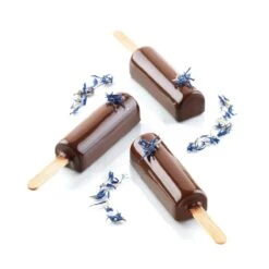 MINI PICK03 Stampo Gelato In Silicone 5 Impronte 6x2cm H1,8cm - 2 Pz + 50 Stecche E Vassoio Silikomart